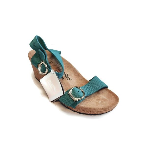 Papillio Shoes - Papillio By Birkenstock Soley Leather Wedge Sandals Sz 10 Biscay Bay NARROW Fit